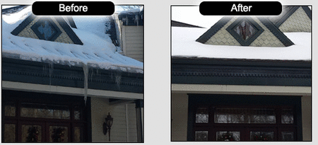 Before and after images of Ice Dams