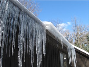 Gutter Helmet (tm) ice dam and icicle problem