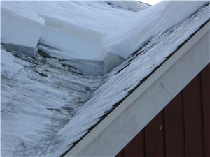 Ice Dam on Roof After Roof Raking